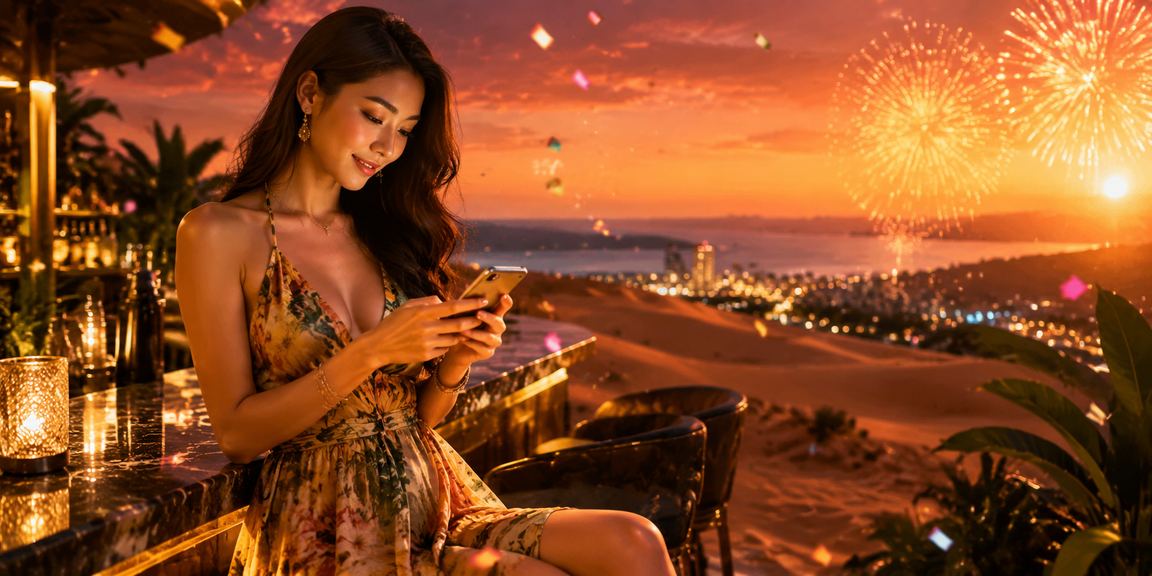 Người chơi trải nghiệm casino trên mobile tại lễ hội Mũi Né